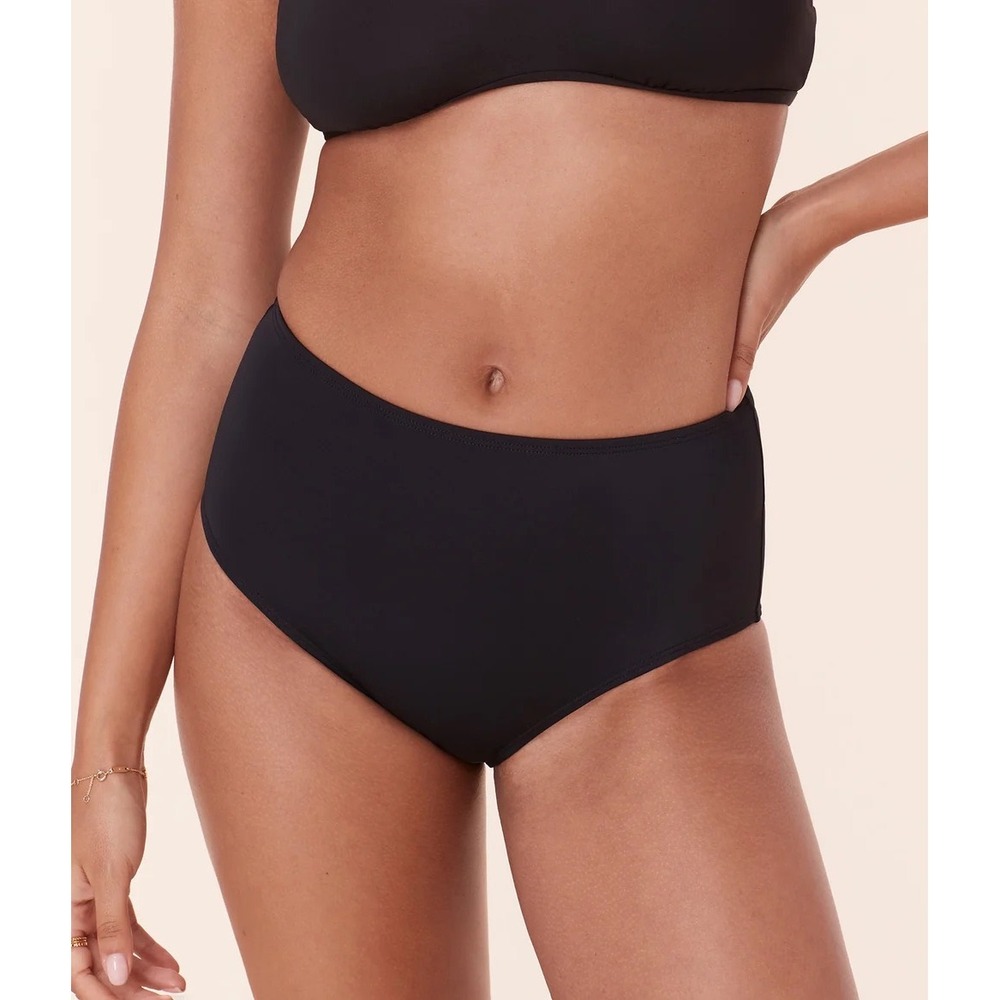 Andie Swim Black High Waisted Bikini Bottom | Size Large